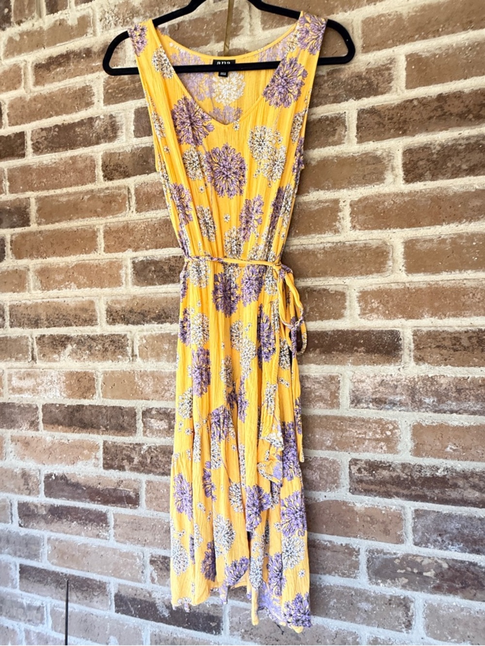 a.n.a Yellow Floral Maxi Dress with Purple Accents